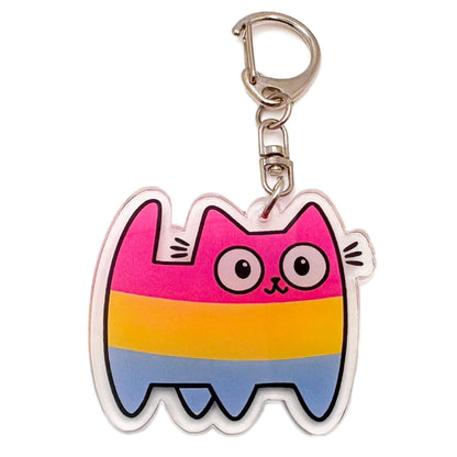 Pride Flag Cat - acrylic keyring or bag charm