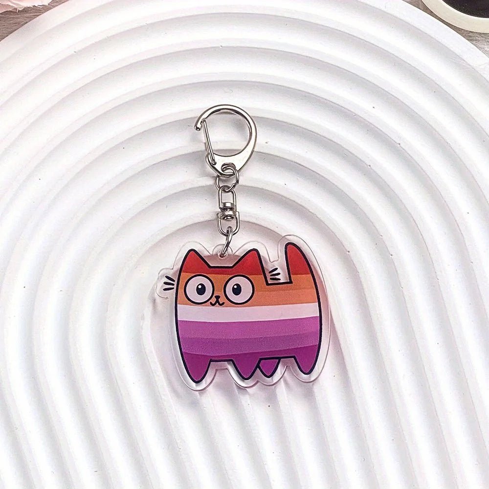 Pride Flag Cat - acrylic keyring or bag charm