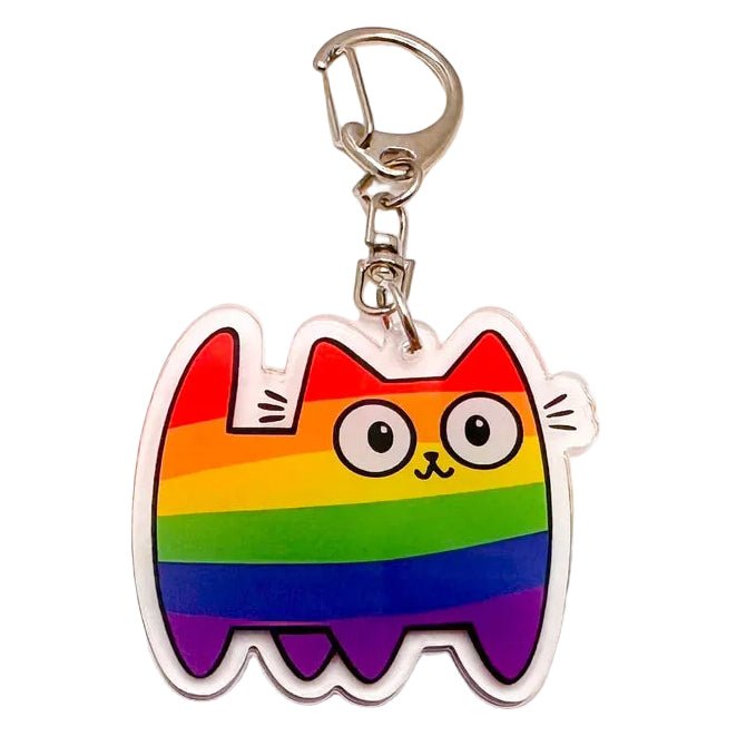 Pride Flag Cat - acrylic keyring or bag charm