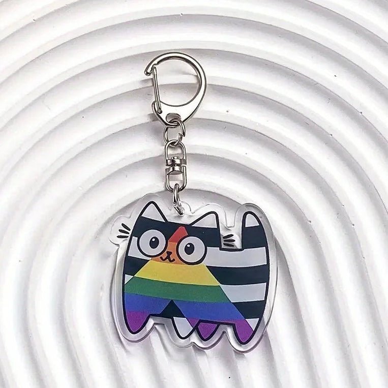 Ally Pride Flag Cat Keyring