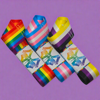 Pride Skate Leash – Gear strap.  Rainbow flag, Trans flag, Non-Binary flag