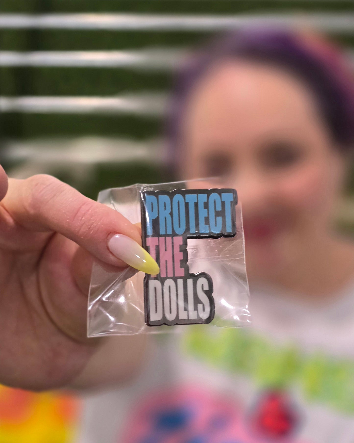 Protect The Dolls - trans pride enamel pin