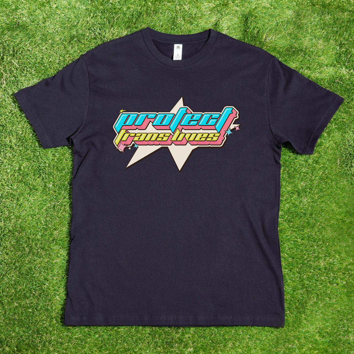 Black AS Colourt t-shirt with 'Project Trans Lives' graphic 