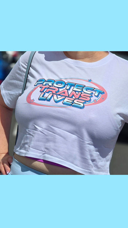 Protect Trans Lives - original design - locally printed crop tee