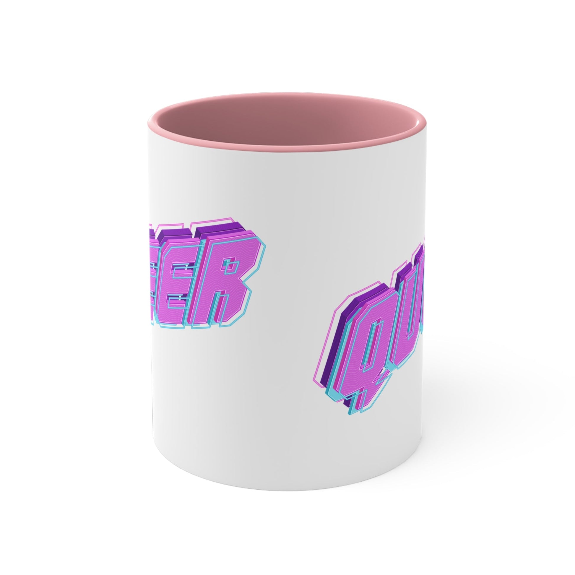 QUEER vibrant neon text - colourful accent mug 11oz Pink