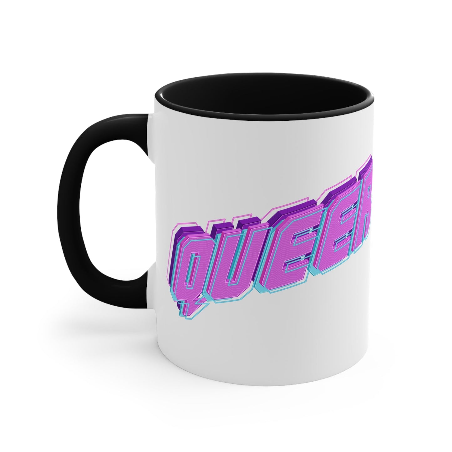 QUEER vibrant neon text - colourful accent mug