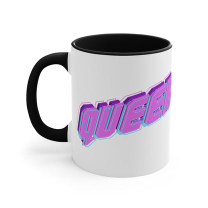 QUEER vibrant neon text - colourful accent mug