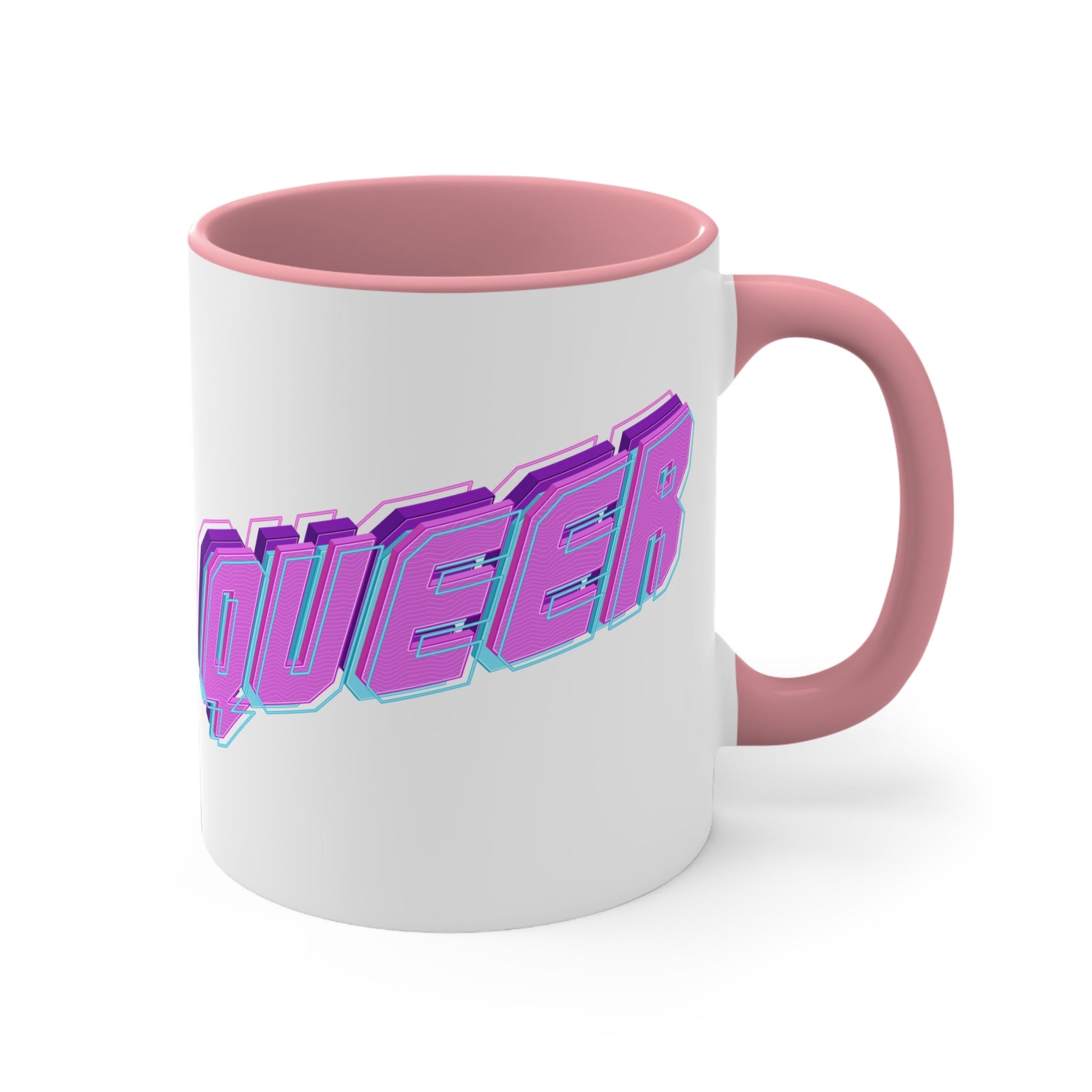 QUEER vibrant neon text - colourful accent mug
