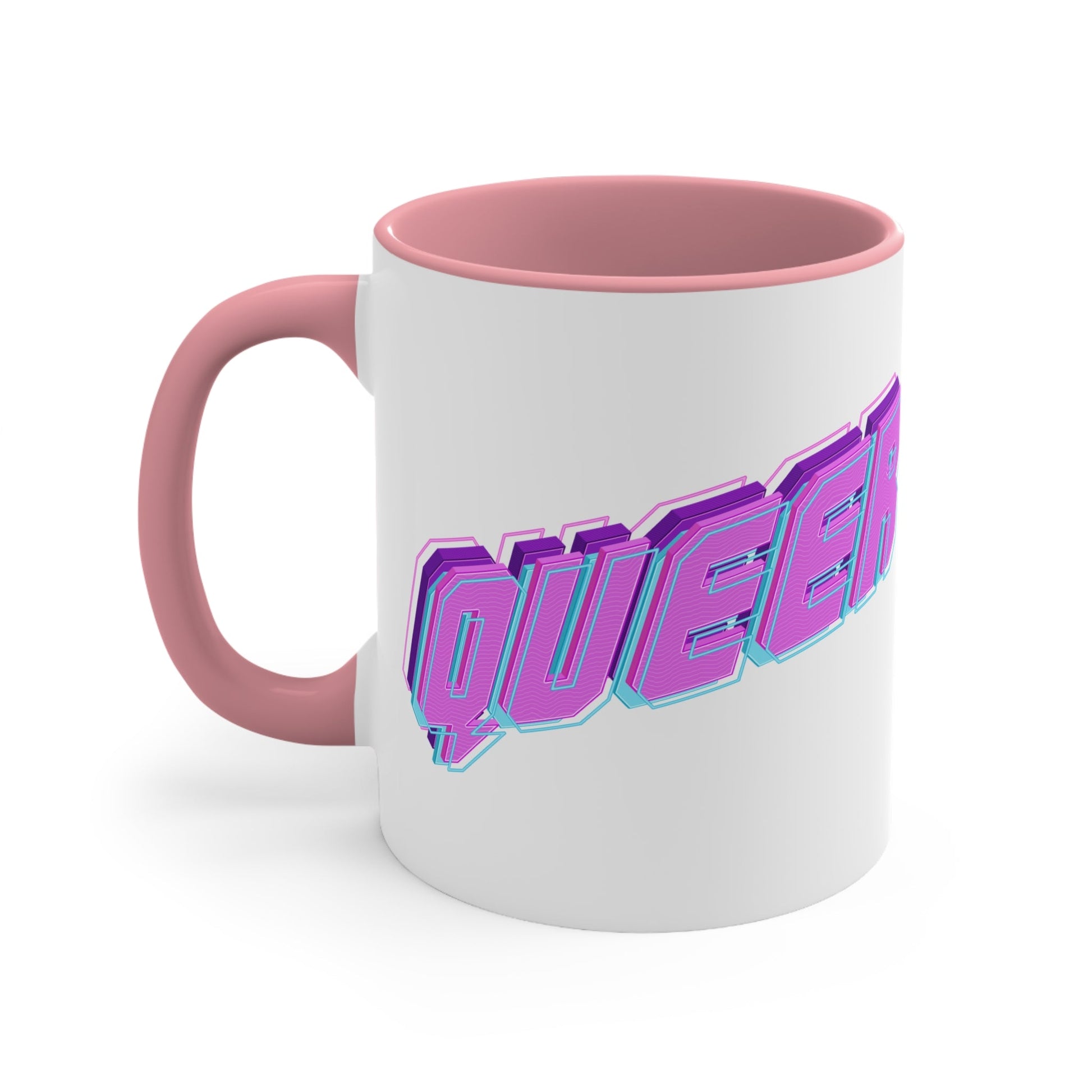 QUEER vibrant neon text - colourful accent mug