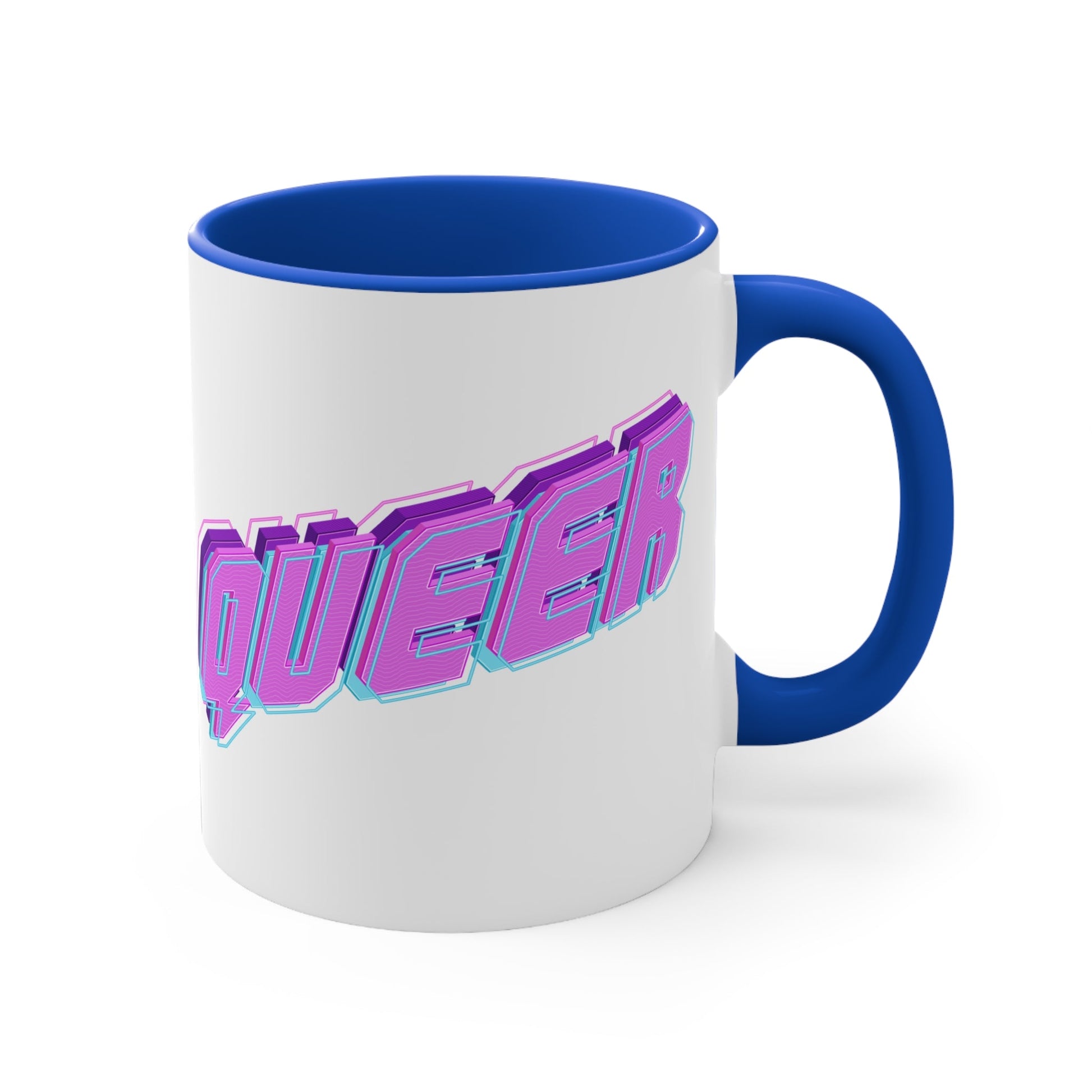 QUEER vibrant neon text - colourful accent mug