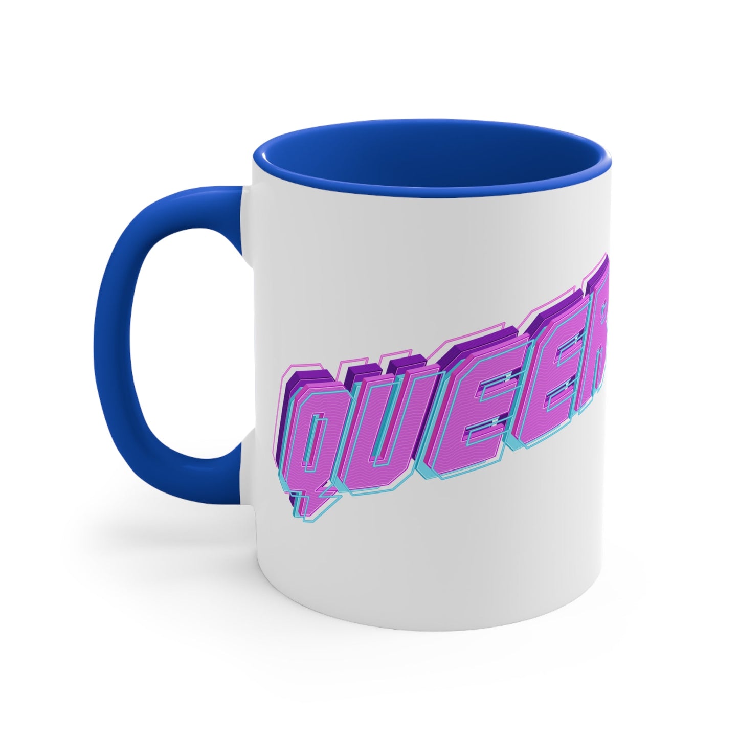 QUEER vibrant neon text - colourful accent mug