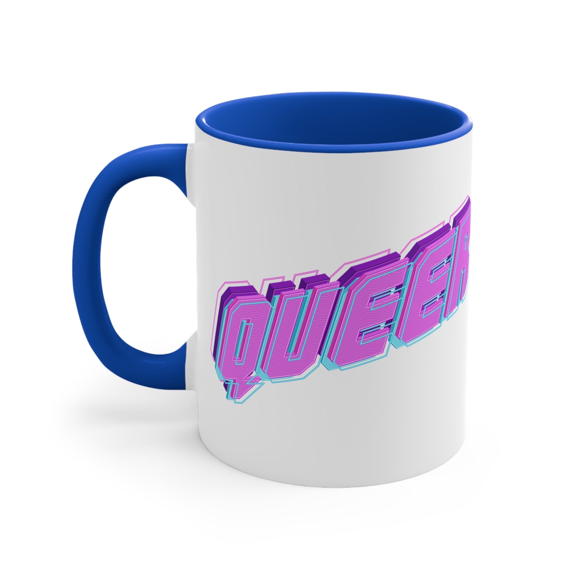 QUEER vibrant neon text - colourful accent mug