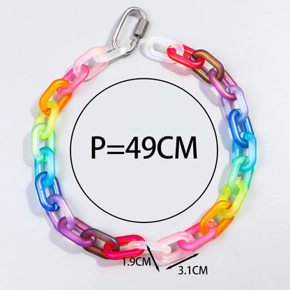 Multicolored chain with a carabiner, measurements shown 49cm