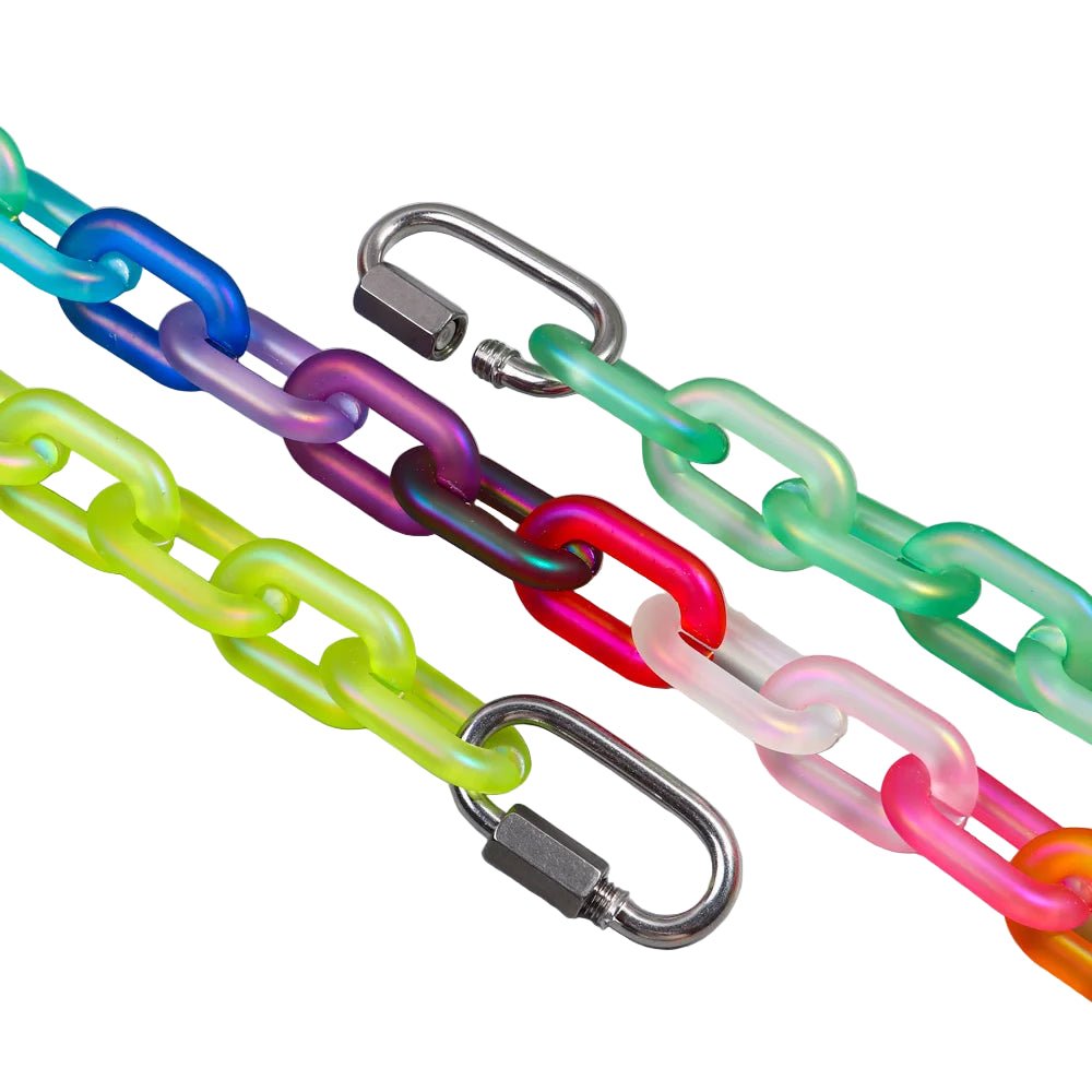 Colorful rainbow necklace chain with carabiners 