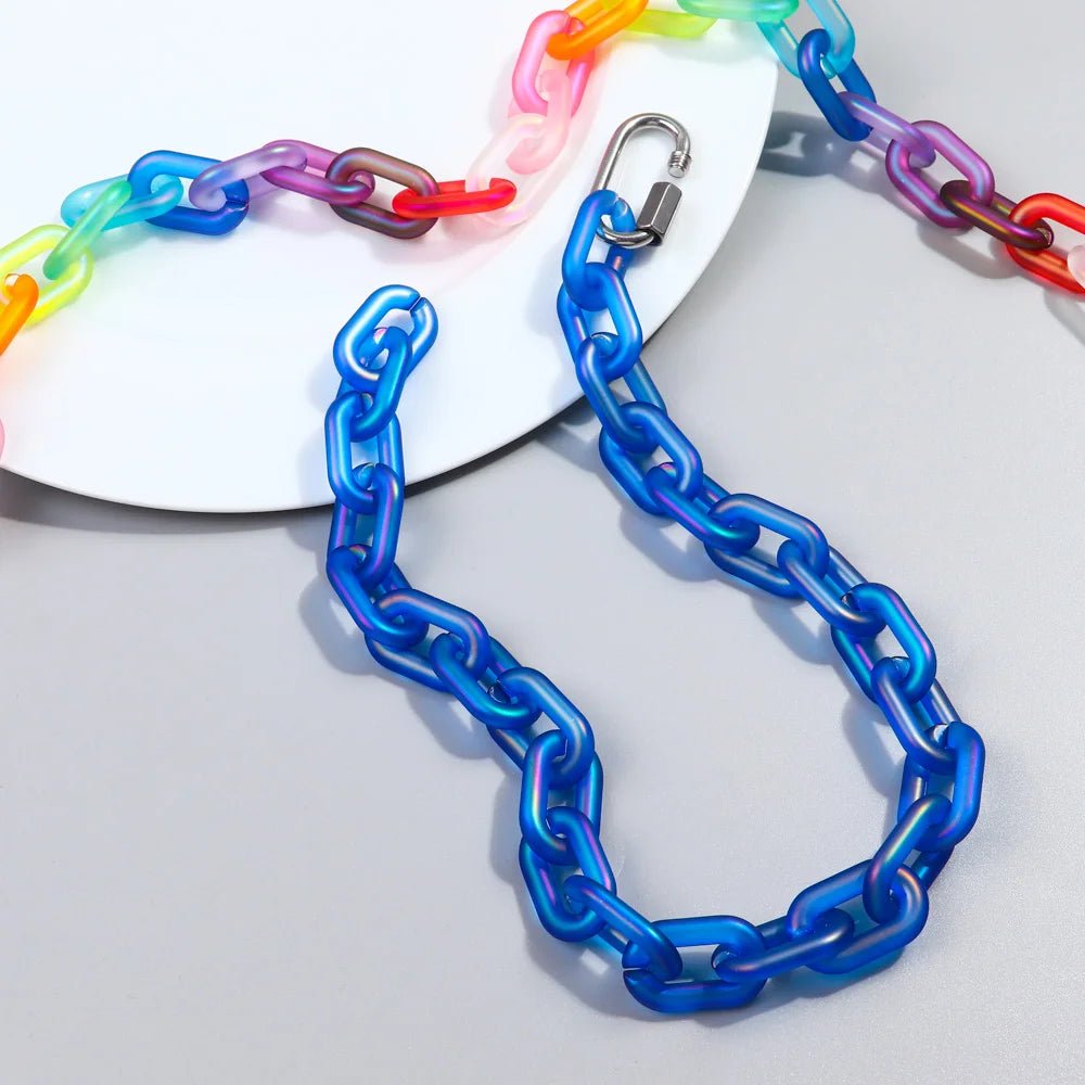 Rainbow Acrylic Chain Necklace Collar