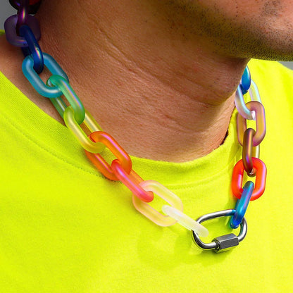 Rainbow Acrylic Chain Necklace Collar