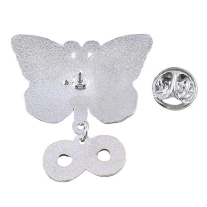 Rainbow Butterfly with Infinity Symbol Charm - neurodiversity pride enamel pin