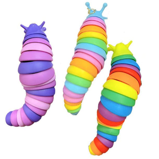Rainbow stim fidget toy slug. Neurodiverse pride 