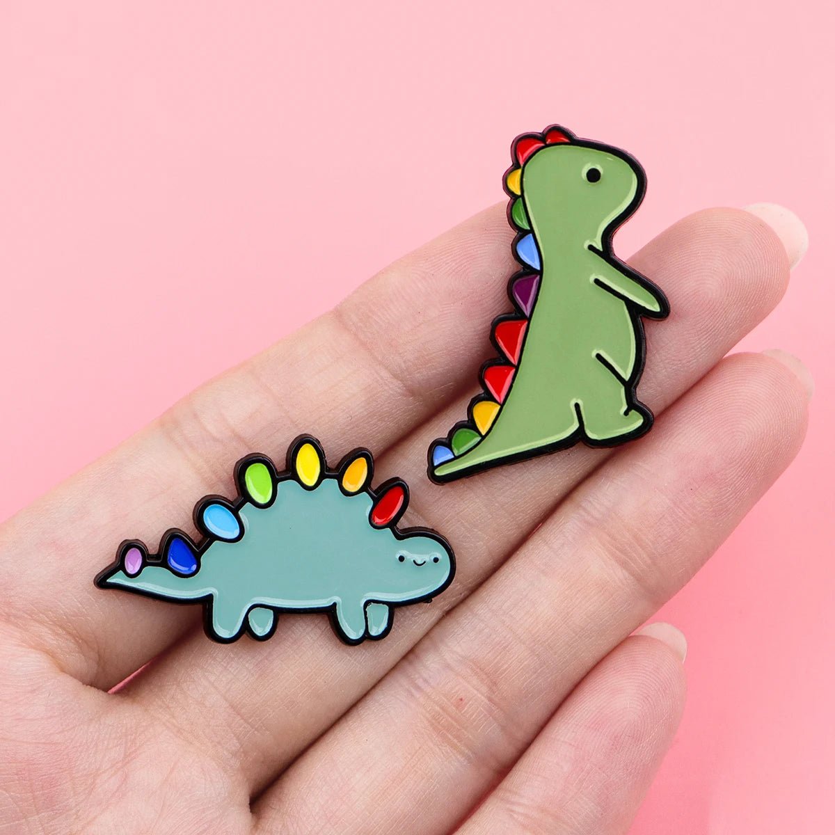 Rainbow Pride Dinosaur - enamel pins