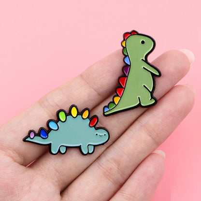 Rainbow Pride Dinosaur - enamel pins