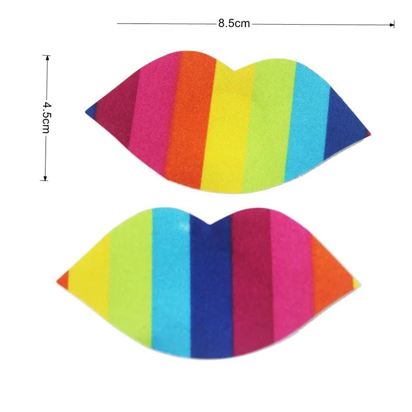 Colorful rainbow striped lip-shaped pasties