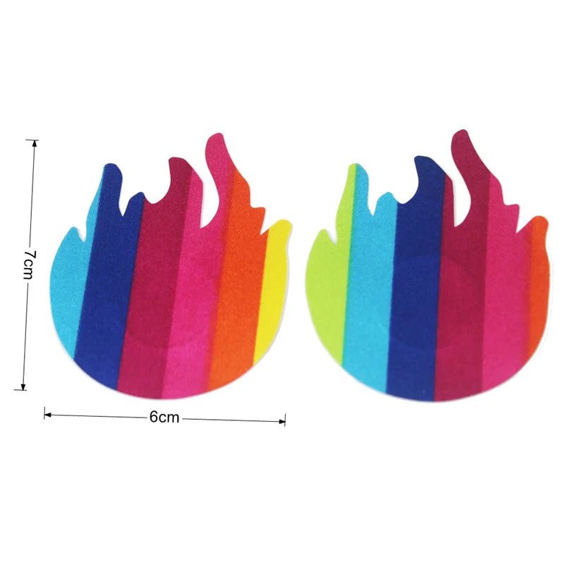 Rainbow flame-shaped pasties nipple covers
