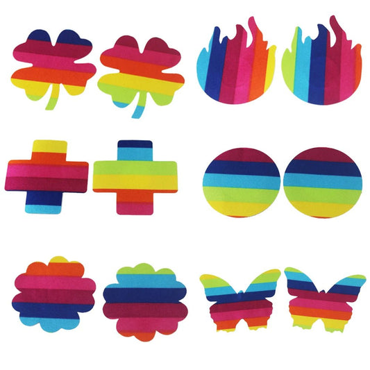 Rainbow pride nippple covers pasties - heart, butterfly, flower, round