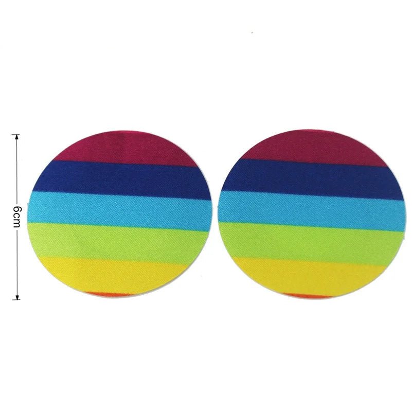 circular round rainbow pasties nipple covers
