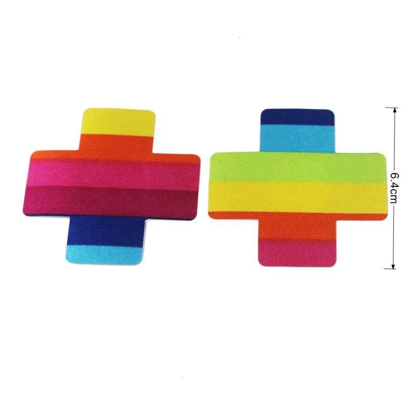 plus sign cross rainbow pasties nipple covers