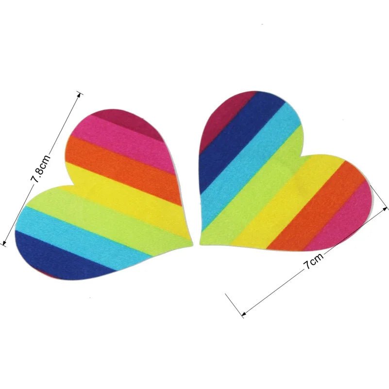 love heart rainbow pasties nipple covers