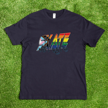 Rainbow Pride SKATE NOT HATE - Local hand printed t-shirt