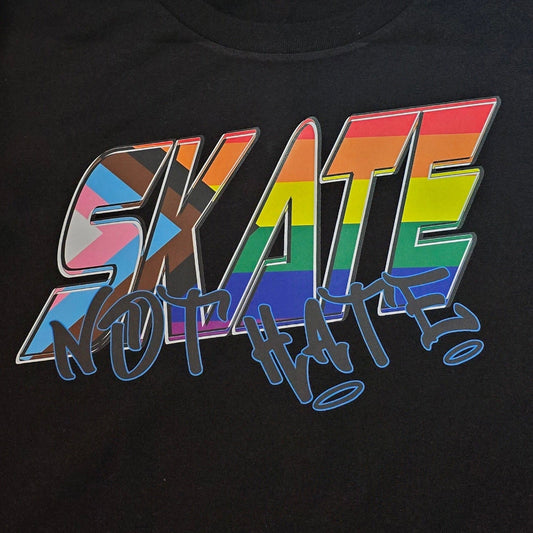 Rainbow Pride SKATE NOT HATE - Local hand printed t-shirt