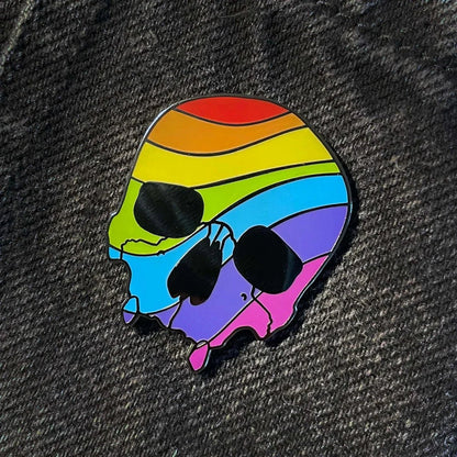 Rainbow pride skull - enamel pin