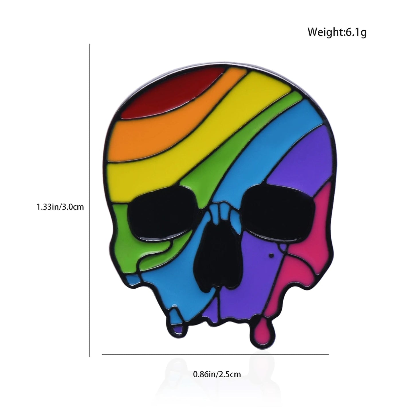 Rainbow pride skull - enamel pin