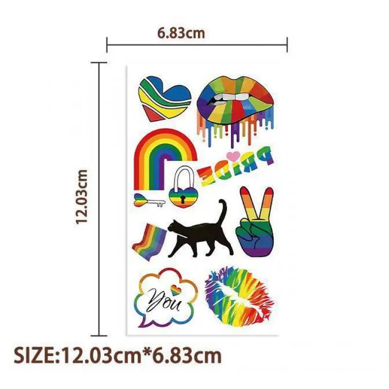 Rainbow Pride Temporary Tattoos - 10 pages