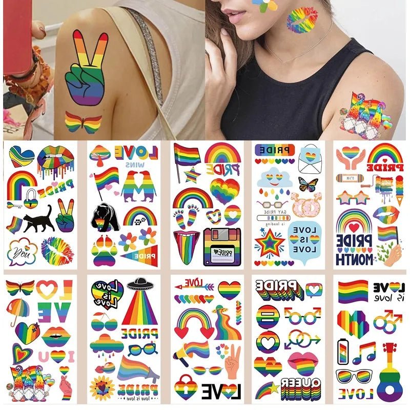 Rainbow Pride Temporary Tattoos - 10 pages