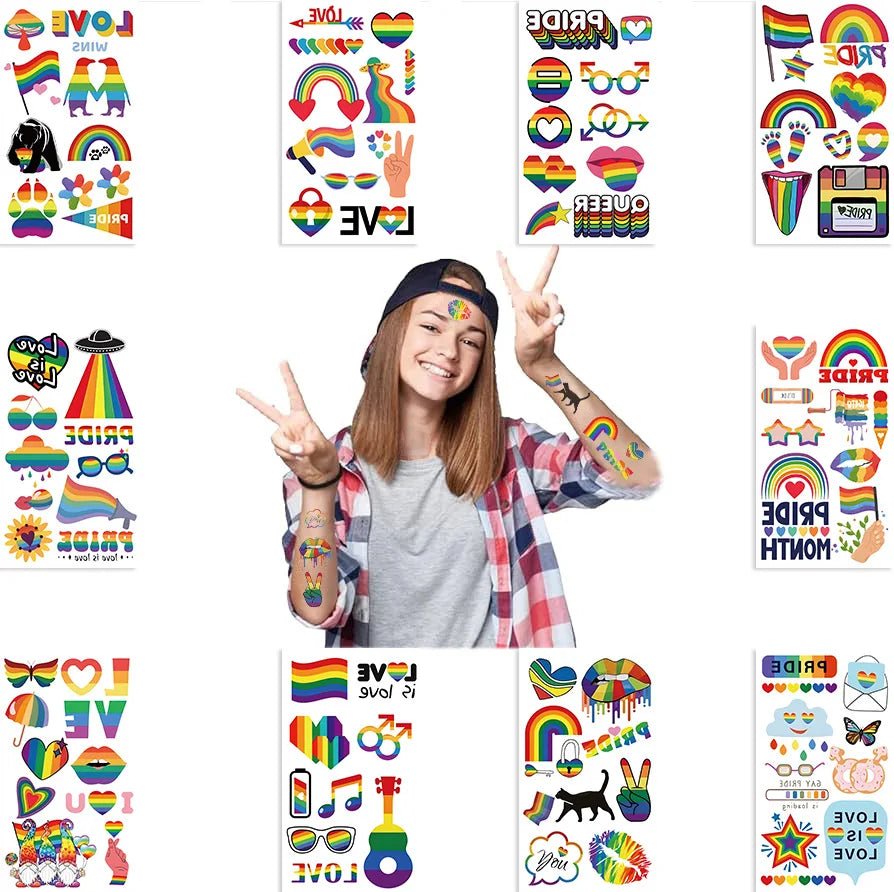 Rainbow Pride Temporary Tattoos - 10 pages