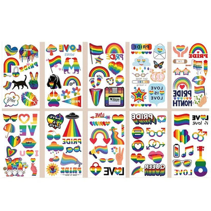 Rainbow Pride Temporary Tattoos - 10 pages