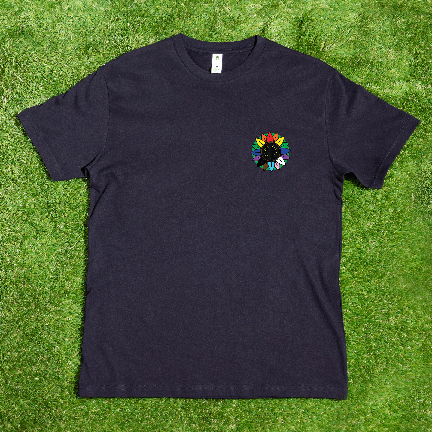 Rainbow Sunflower - Fluro or Tie Dye Local hand printed t-shirt