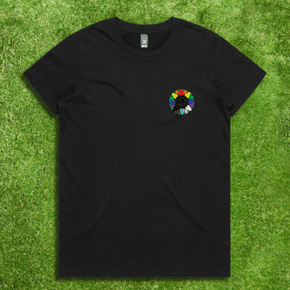 Rainbow Sunflower - Fluro or Tie Dye Local hand printed t-shirt