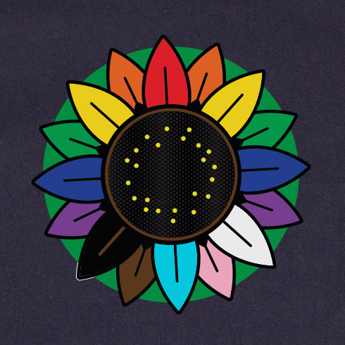 Rainbow Sunflower invisible disability  Black AS Colour t-shirt
