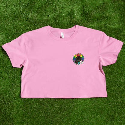Rainbow Sunflower - locally printed crop tee