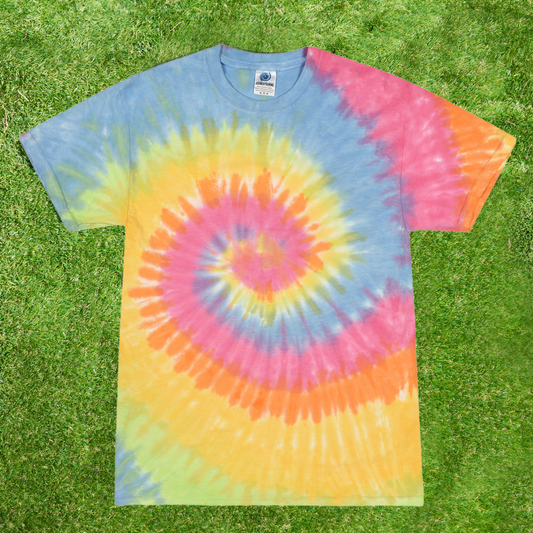 Colortone 1000 Rainbow Pride LGBT Tie-dye t-shirt with a spiral pattern 