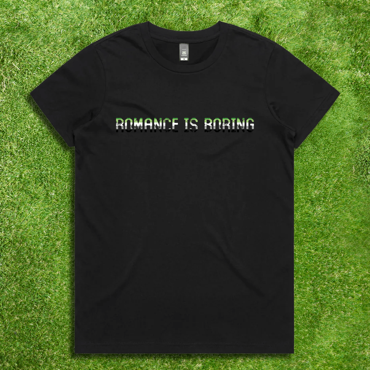Romance Is Boring aromantic pride - Local hand printed t-shirt