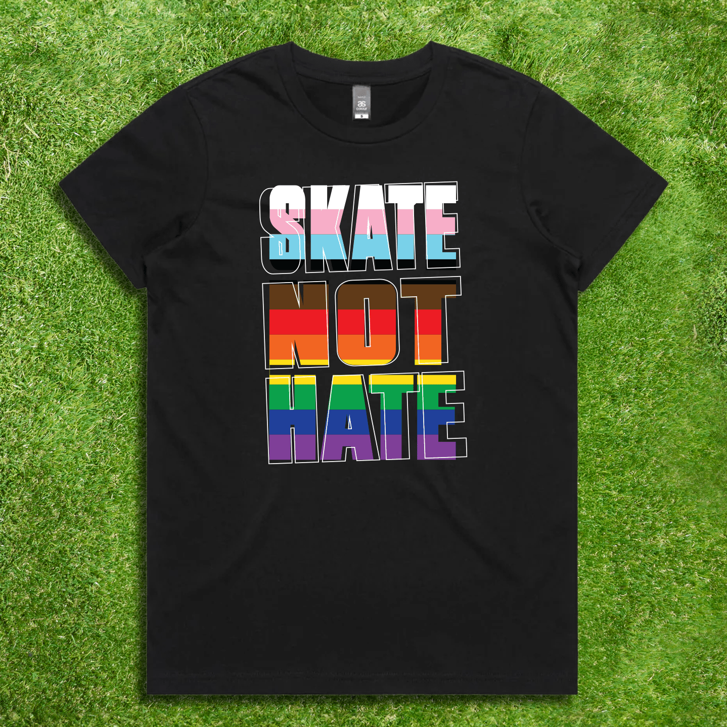 Skate Not Hate - Local hand printed t-shirt