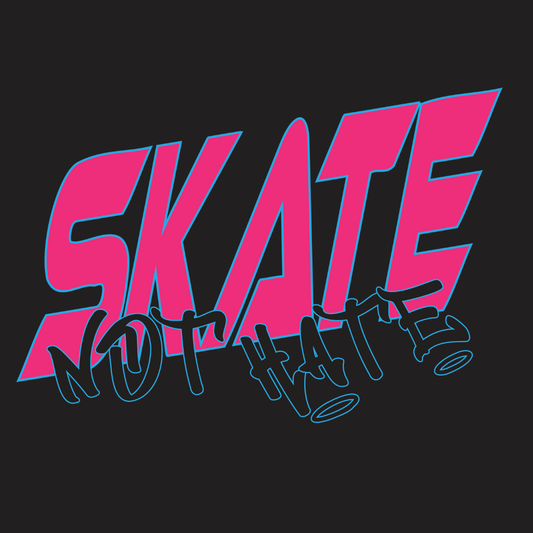 Skate Not Hate pink logo - Local hand printed t-shirt