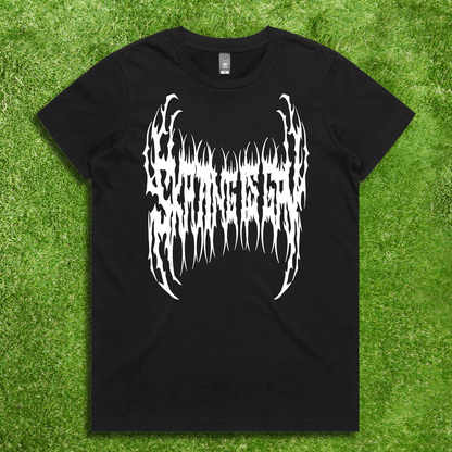 SKATING IS GAY but make it metal  - Local hand printed t-shirt