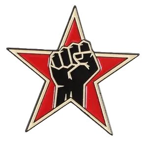 Red star with a black fist solidarity resistance antifa badge