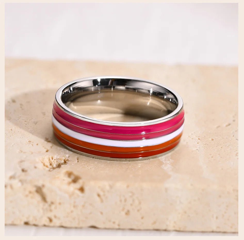 Stainless Steel Pride Flag Ring - Gay SkateStainless Steel Pride Flag Ringskate accessoriesGay SkateGay Skate200000369:1394#US Ring Size 06;200000783:200013902#PR - 046S