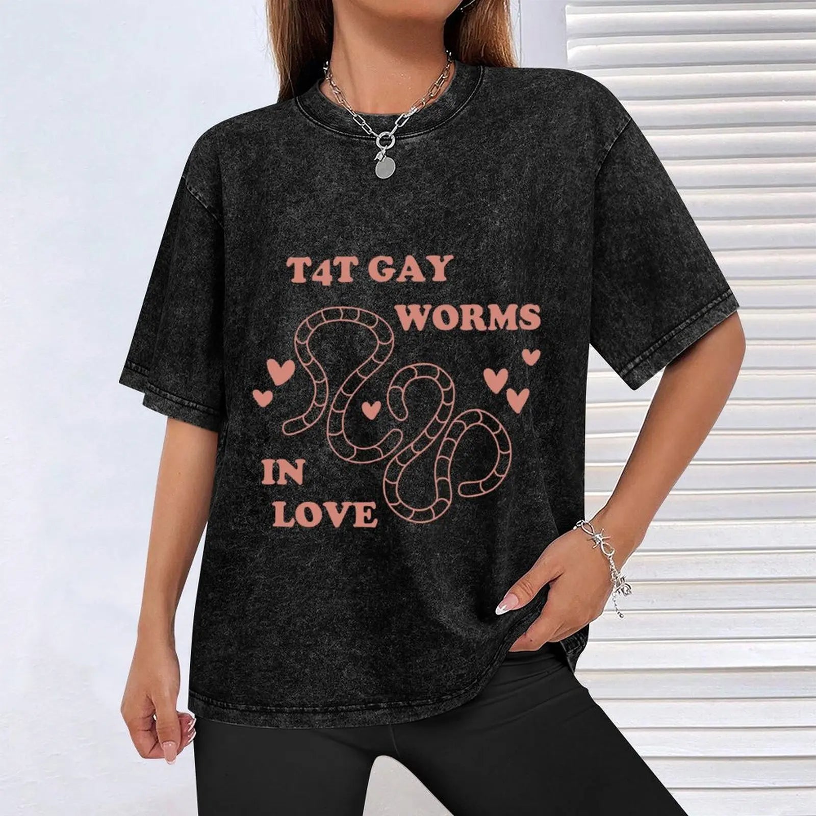 T4T GAY WORMS IN LOVE oversized distressed t-shirt - Gay SkateT4T GAY WORMS IN LOVE oversized distressed t-shirtskate accessoriesGay SkateGay Skate14:193#Black;5:100014065